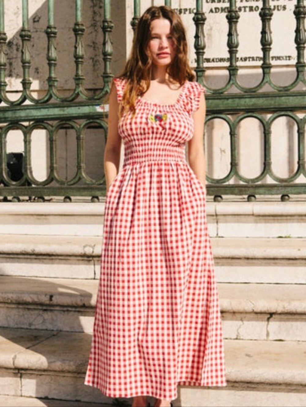 Lisa Says Gah Red Gingham Maxi Dress